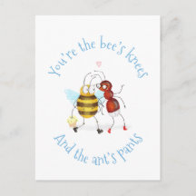 Bihjärta och myrstrumpa vykort