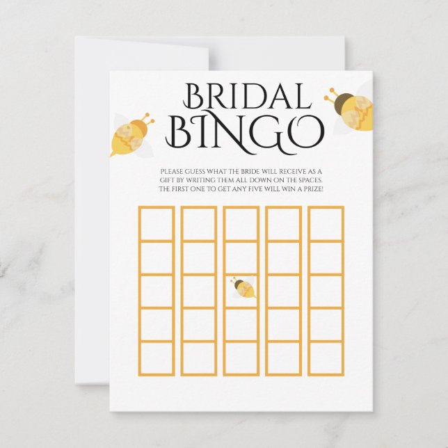 Bihonung Bröllopsdusch Bingo-spel Anteckningskort (Framsida)