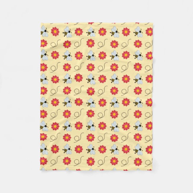 Bihonung och blomma fleecefilt (Framsidan)