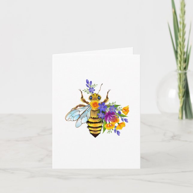 Bihonungsblomma med vilda växter helgkort (Framsida)