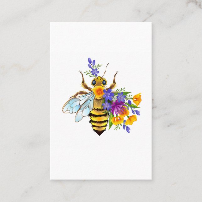 Bihonungsblomma med vilda växter tidsbeställning kort (Framsida)