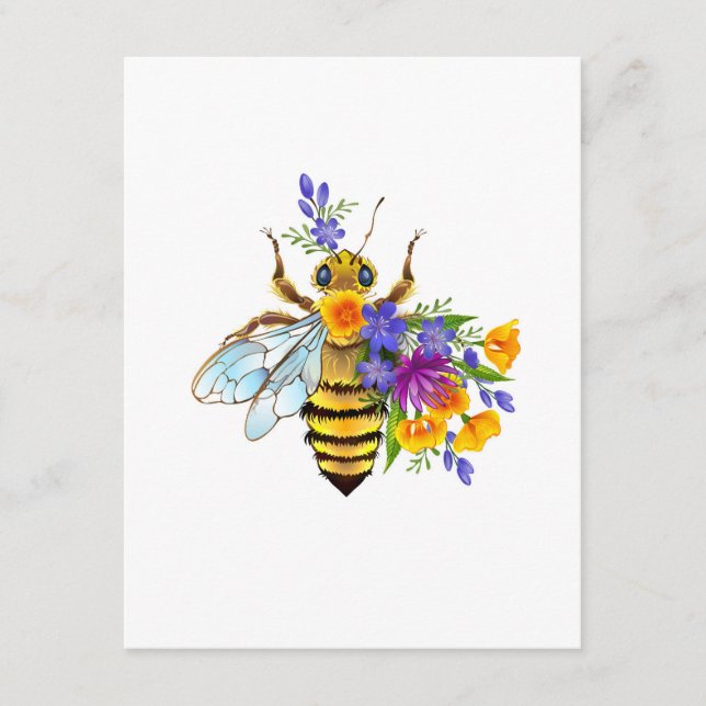 Bihonungsblomma med vilda växter tilläggskort (Framsida)
