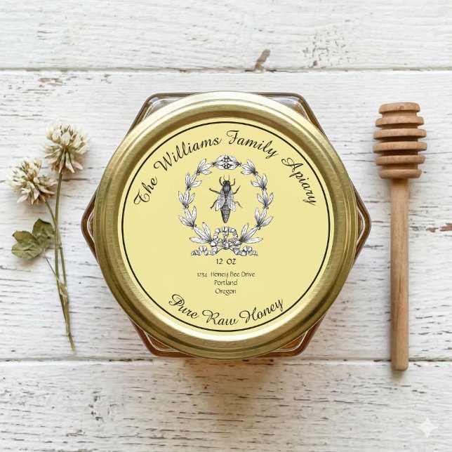 Bihonungsburk Apiary Etikett | Rått Bihonung (Skapare uppladdad)