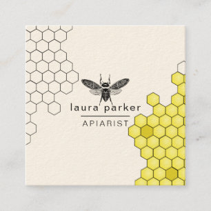 Bihonungsförsäljare Apiarist Black Gult Hexagon Fyrkantigt Visitkort