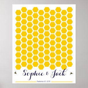 Bihonungskomb namnteckning gästen bröllop bok poster