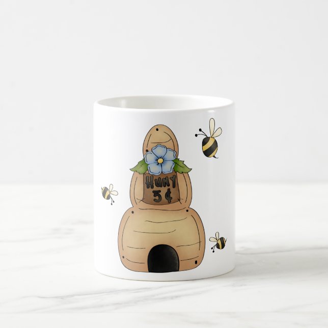 Bihus med blå blomma och bin kaffemugg (Center)