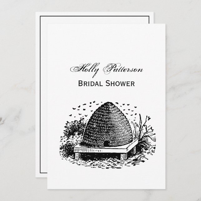 Bihus och bin #1 Heraldisk vintage Inbjudningar (Fram/baksida)