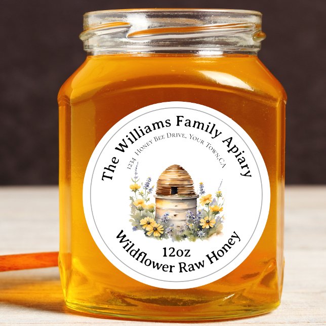 Bihushållning Honungsburk Apiary Etikett Vildbloms (Skapare uppladdad)