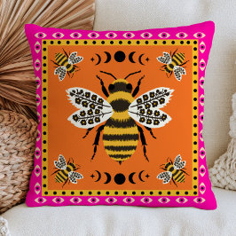 Biiillustrationer på bränd orange elegant blomster kudde