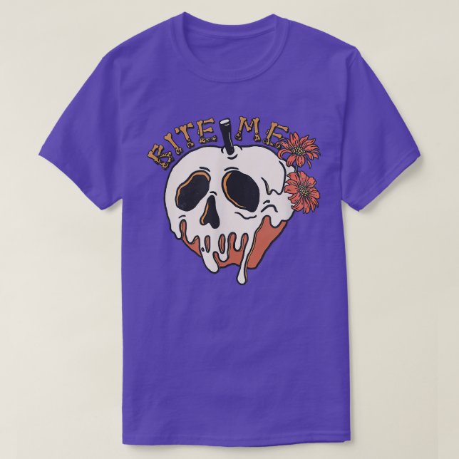 Biite Me Cute och Funny Skeleton Head Spooky Hallo T Shirt (Design framsida)