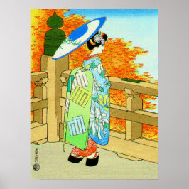 Bijin och röd lönn Hasegawa Sadanobu III 1950-tale Poster