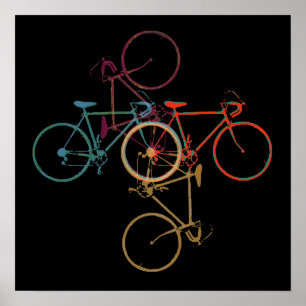 Bike-art / colorful_bikes på svart poster
