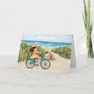 Bike av Beach Watercolor Stationery Kort