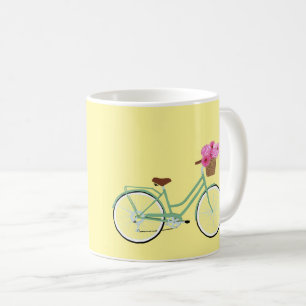 Bike, basket och blommor kaffemugg