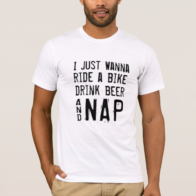 Bike Beer Nap Tee, Cycling Sarcasm Gift T-Shirt (Framsida)