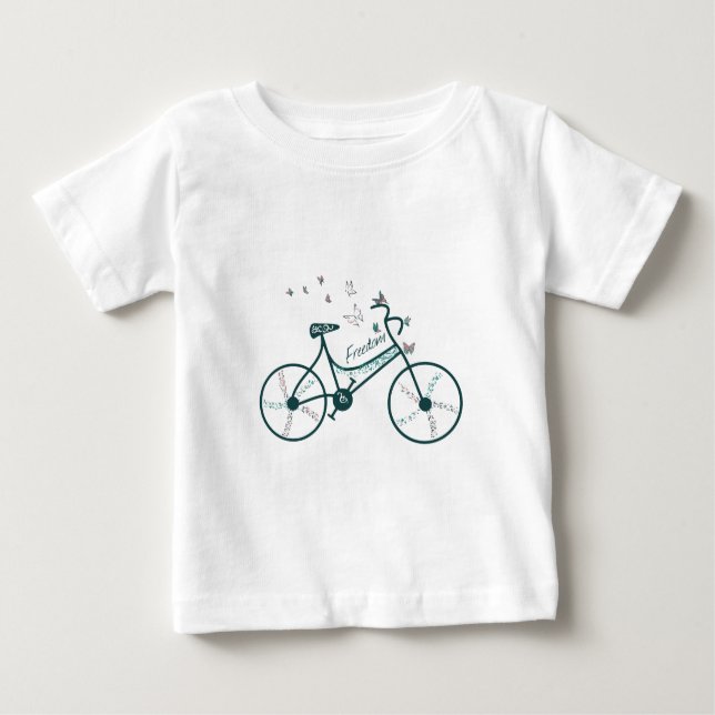 Bike Butterflies & Flowers Freedom Design Design T-shirt (Framsida)