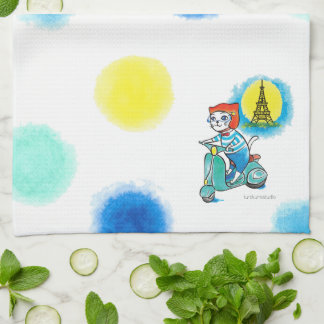 Bike Cat i Paris Kitchen Towel Kökshandduk