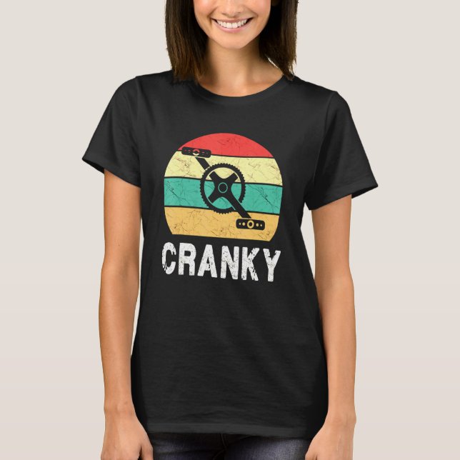 Bike Crank - Cranky - Cyclist Retro Distress Loo T Shirt (Framsida)