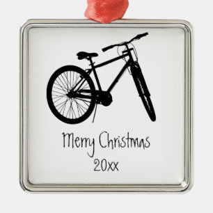 Bike Cycle Biking Biker Black Silhouette Julgransprydnad Metall