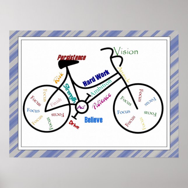 Bike, Cycle Sport, Motivational Ord & Rand Poster (Framsidan)