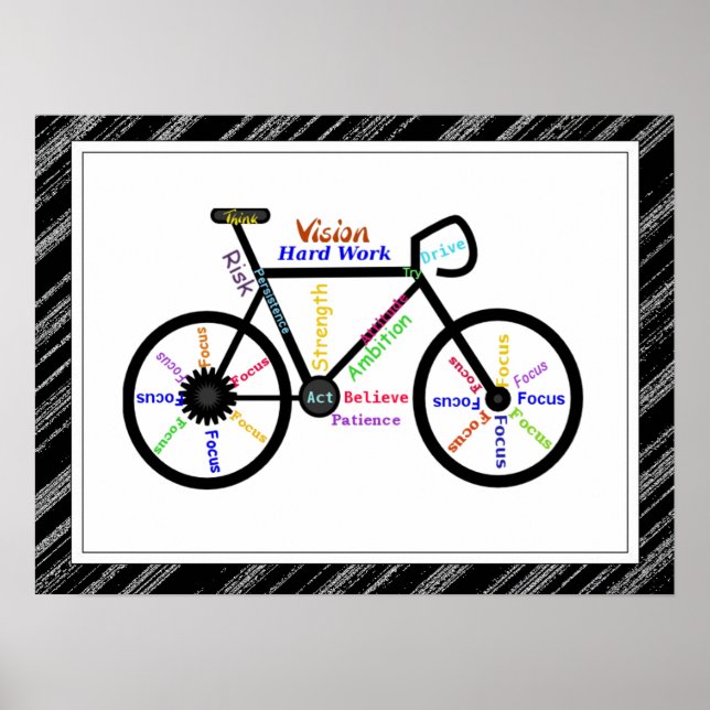 Bike, Cycle Sport, Motivational Ord & Rand Poster (Framsidan)