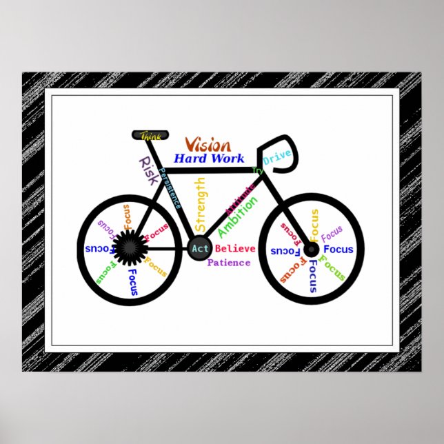 Bike, Cycle Sport, Motivational Ord & Rand Poster (Framsidan)