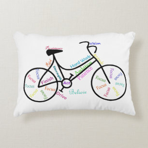Bike, Cycle Sport, Motivational Ord & Rand Prydnadskudde