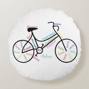 Bike, Cycle Sport, Motivational Ord & Rand Rund Kudde