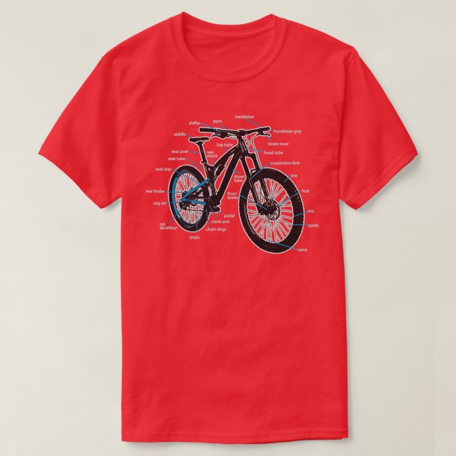 Bike Diagram Delar av en bergskiss T Shirt (Design framsida)