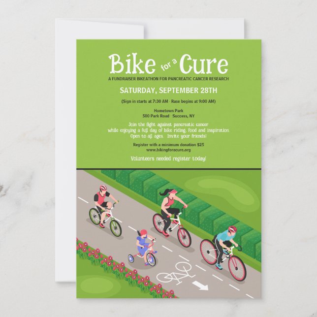 Bike for a Cure Fundraiser bjudande Inbjudningar (Framsida)