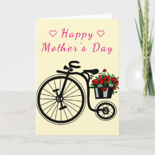 Bike för mors dag-kortsblommor - målning kort