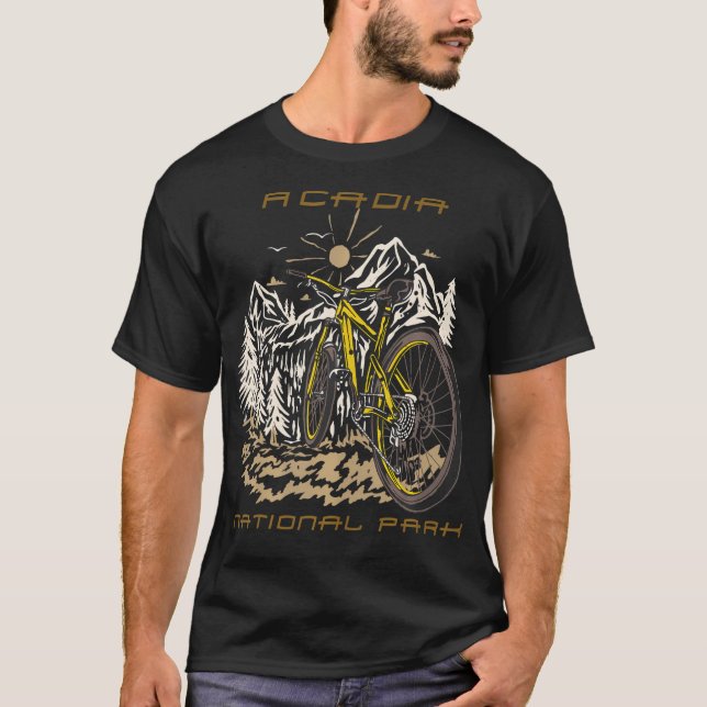 Bike Forest Acadia nationalpark Souvenir Hiking T Shirt (Framsida)