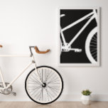 Bike Front Black and White Silhouette Poster<br><div class="desc">Den här contemporaryn stil poster en överdimensionerad vit cykelfront silhuett på en svart bakgrund som skapar ett geometriskt, modernt utseende. Du kan enkelt ändra bakgrunden till färg genom att klicka på Redigera design. Den här utskriften visas i en vit ram (ingår inte).</div>