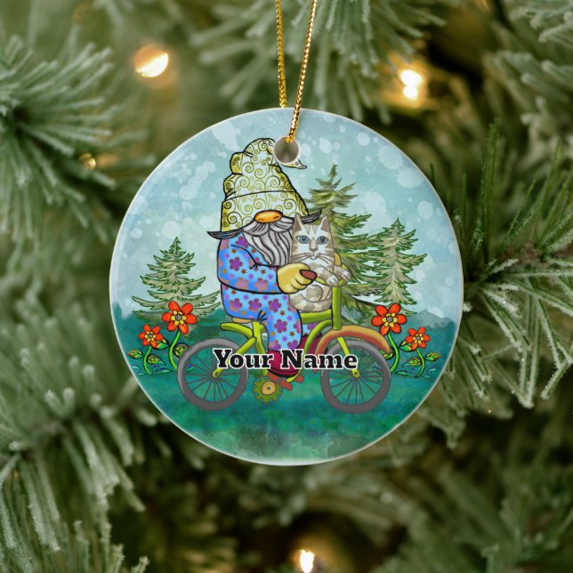 Bike gnome julgransprydnad keramik (Träd)