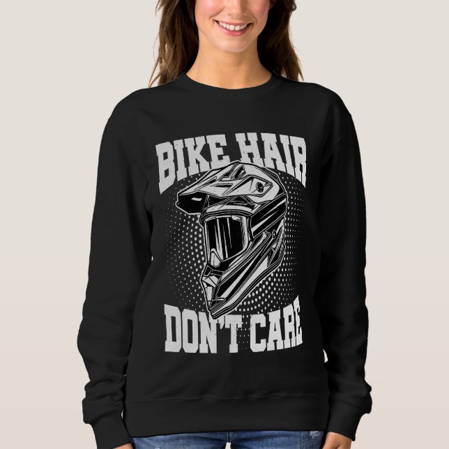 Bike Hair Don't Care Motorcycle Enduro Dirt Bike R T Shirt (Framsida)
