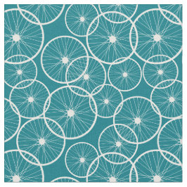 Bike Hjul Blue och White Mönster Tyg