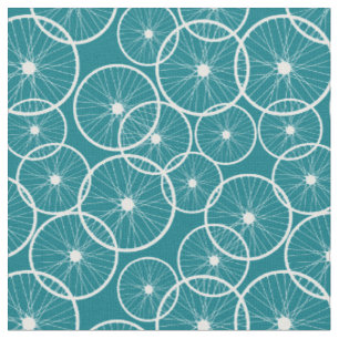 Bike Hjul Blue och White Mönster Tyg