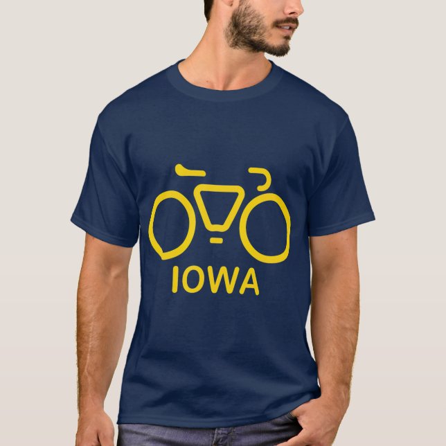 Bike Iowa Cycling Iowa College Theme T Shirt (Framsida)
