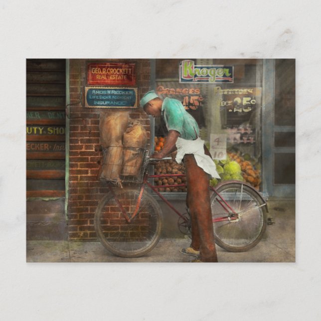 Bike - Levererar livsmedel 1938 Vykort (Framsida)