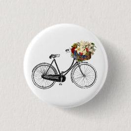 Bike med Basket fullt av blommor Knapp