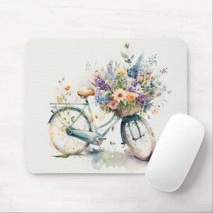 Bike med blomma Basket Musmatta