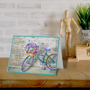 Bike med Flower Basket Note Card Kort