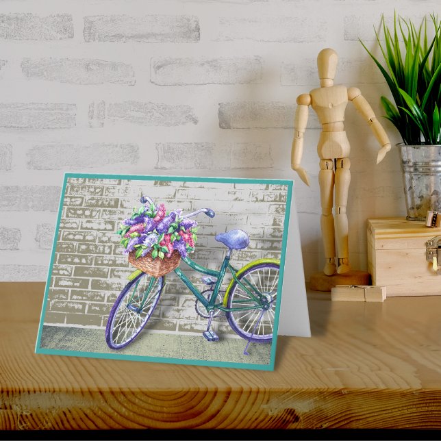 Bike med Flower Basket Note Card Kort (Skapare uppladdad)