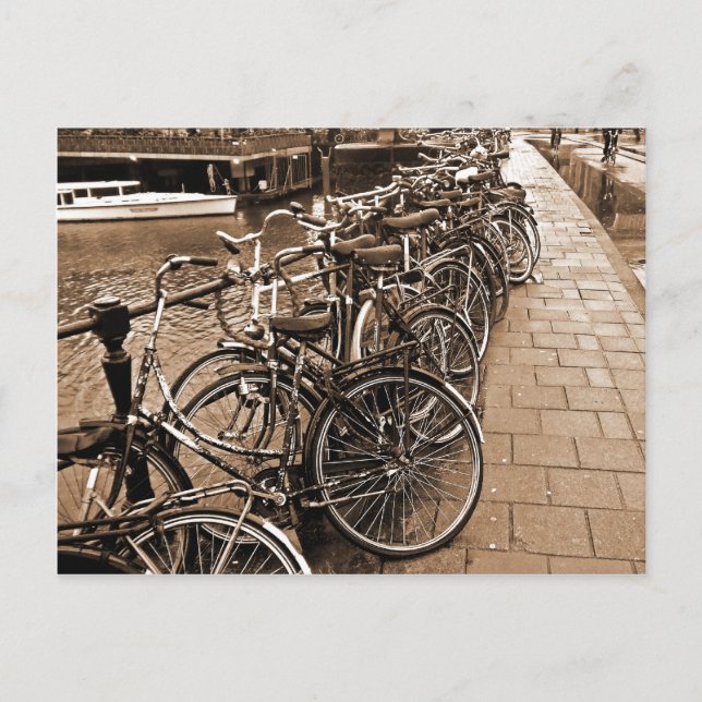 Bike Parking - Amsterdam i november SEPIA Vykort (Framsida)