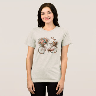 bike print with flowers in the basket t shirt