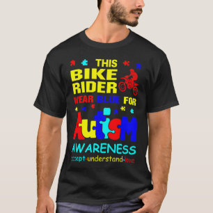 Bike Rider Bära Blue för Autism-medvetenhet T Shirt