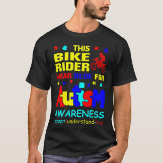 Bike Rider Bära Blue för Autism-medvetenhet T Shirt