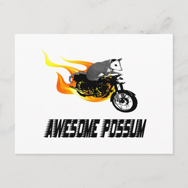 Bike Rider Fantastisk Possum Vykort (Framsida)