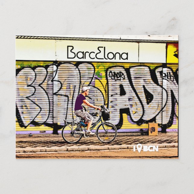Bike riding on Barcelona, Spain Vykort (Framsida)