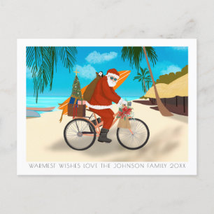 Bike Santa Tropical Island Summer Helgdag Helg Vykort